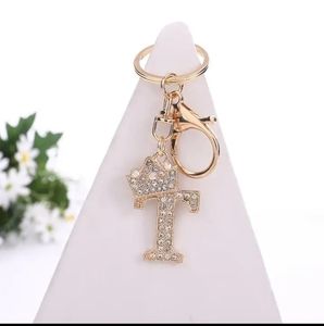 Keychain Letter T With Crown Keyrings Design Initials For Gifts Purse Handbags